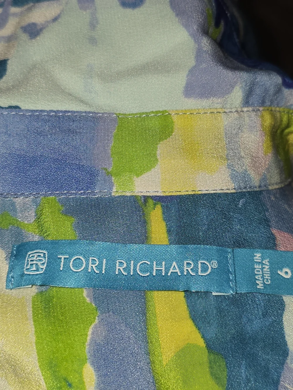 Tori Richard 100% Silk Tunic Dress Abstract Art Print Beach Resort Cover Up Sz 6